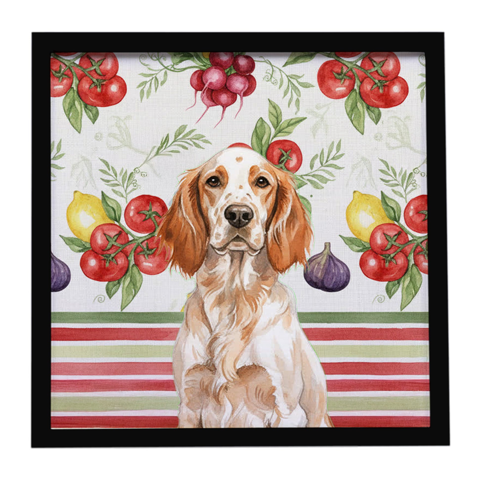Buy this Orange Belton English Setter Vegetables Framed Metal Print