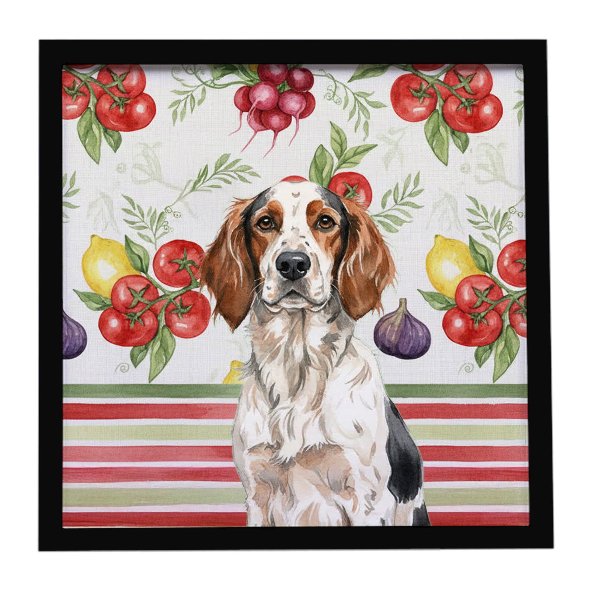 Buy this Tricolor English Setter Vegetables Framed Metal Print
