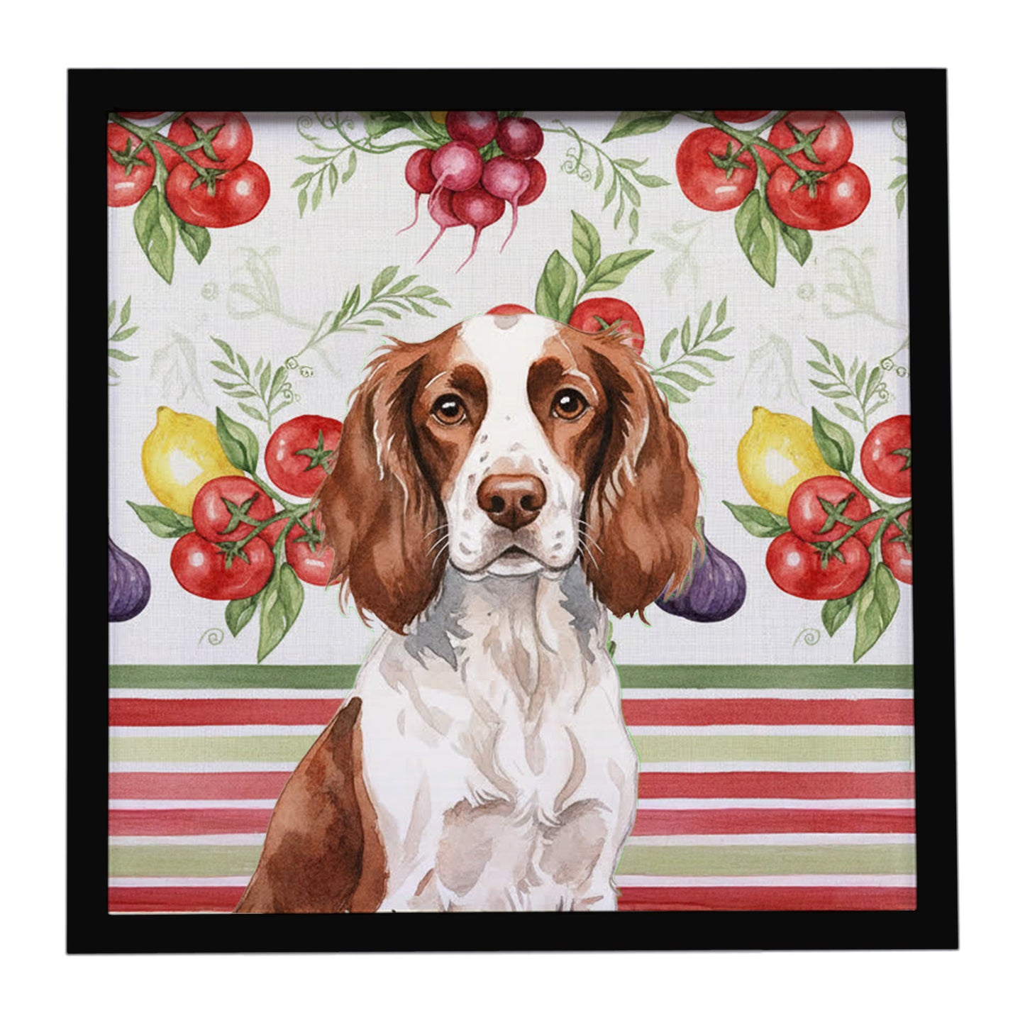 Buy this Liver and White English Springer Spaniel Vegetables Framed Metal Print