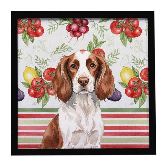 Buy this Liver and White English Springer Spaniel Vegetables Framed Metal Print