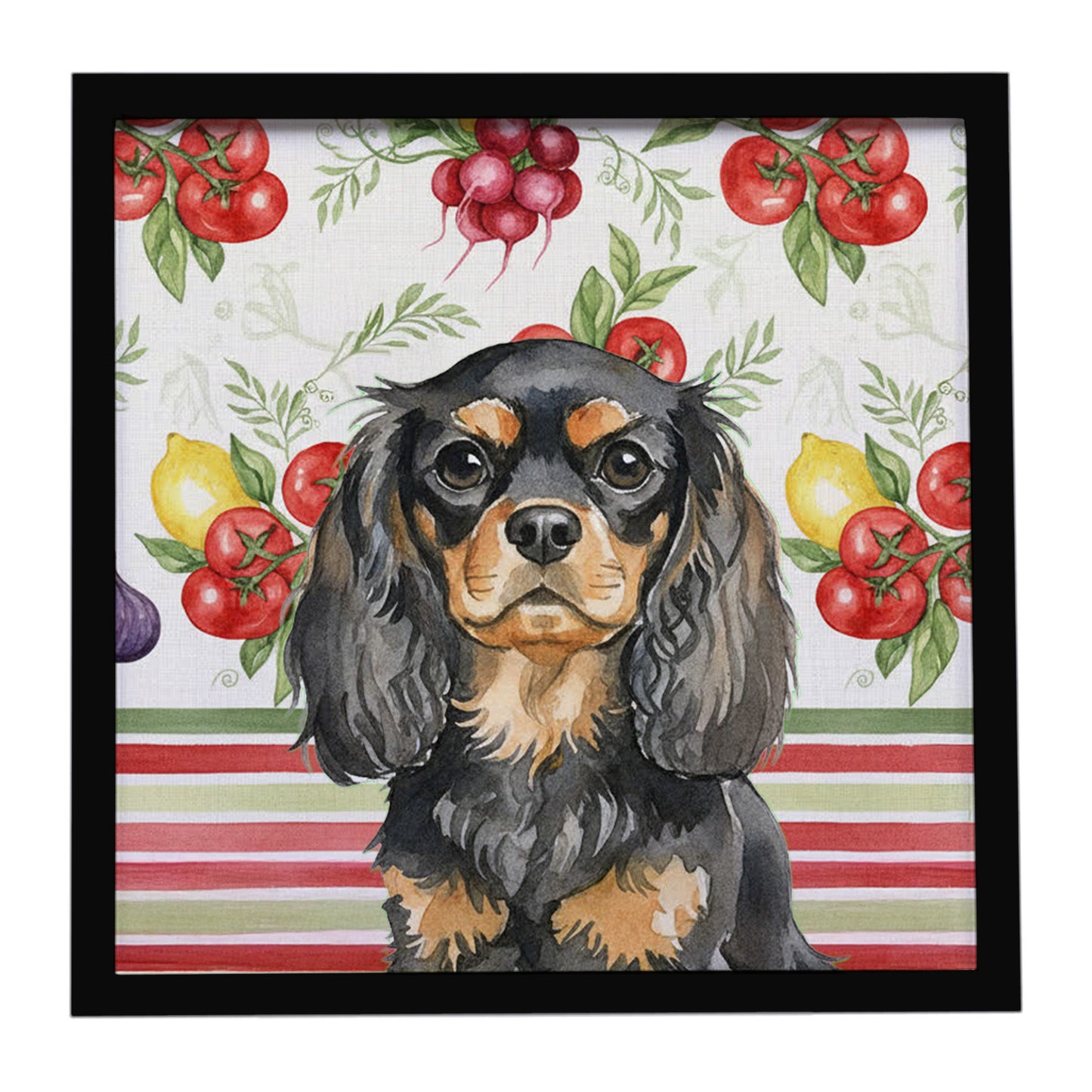 Buy this Black and Tan English Toy Spaniel Vegetables Framed Metal Print