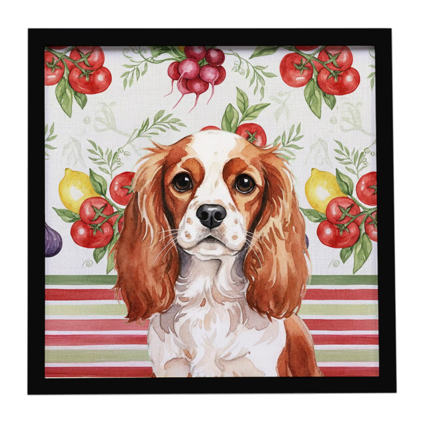 Buy this Blenheim English Toy Spaniel Vegetables Framed Metal Print