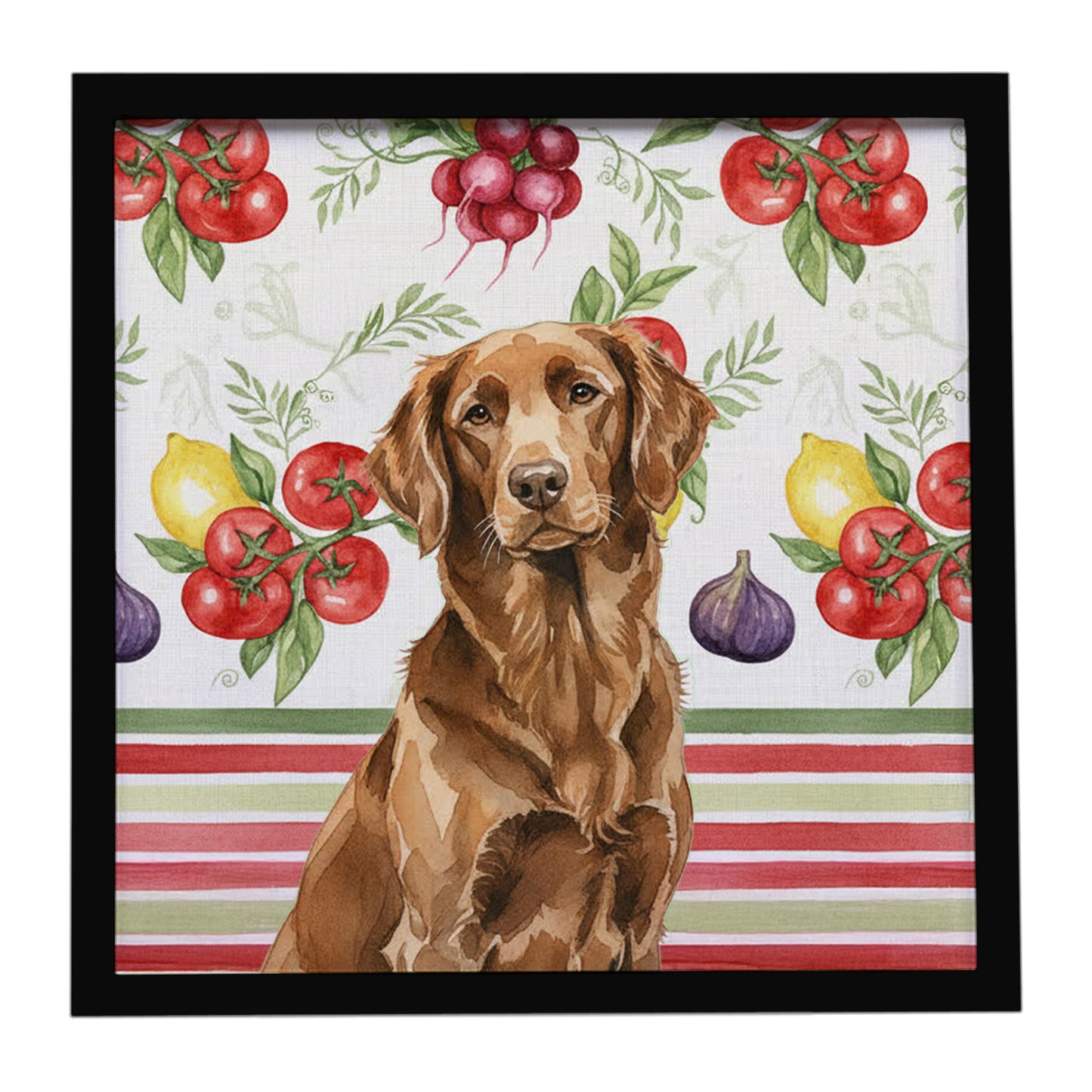 Buy this Liver Flat-Coated Retriever Vegetables Framed Metal Print