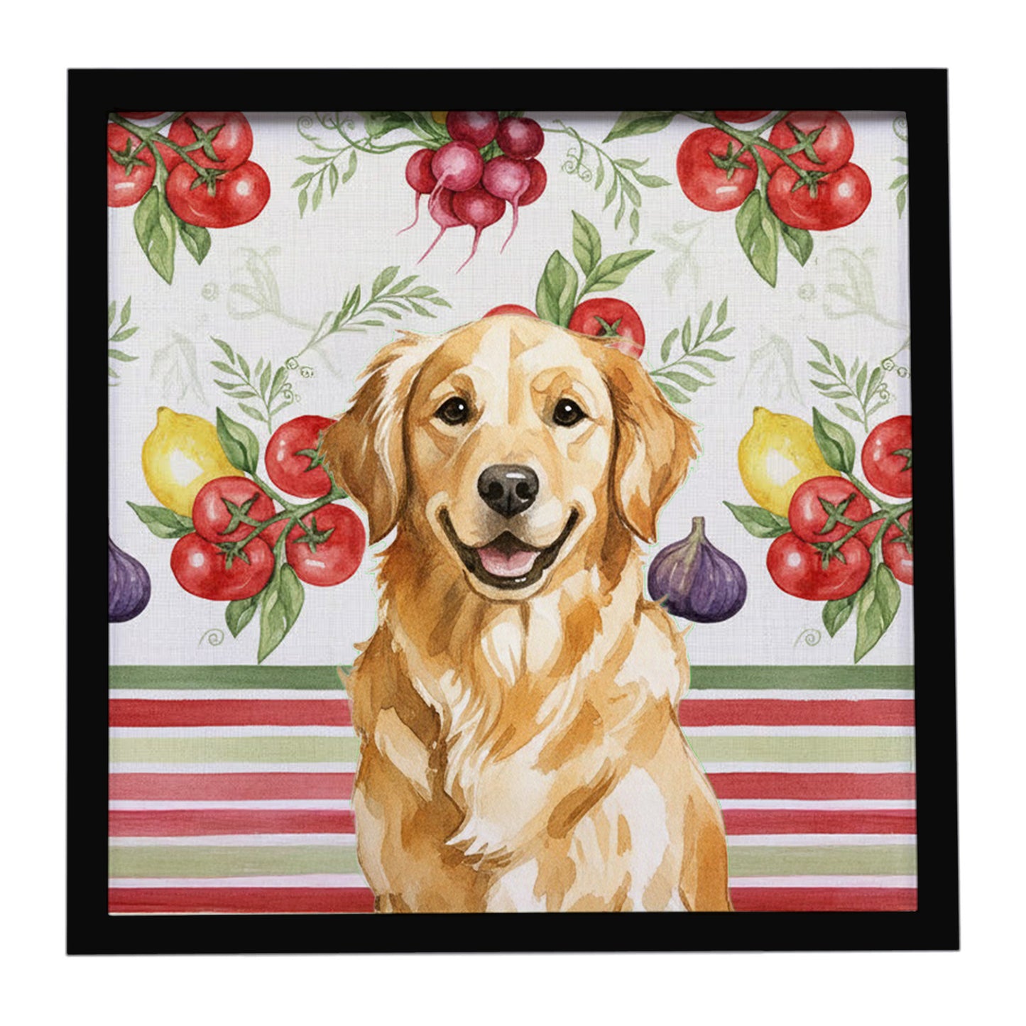 Buy this Golden Retriever Vegetables Framed Metal Print