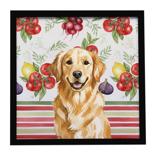 Buy this Golden Retriever Vegetables Framed Metal Print