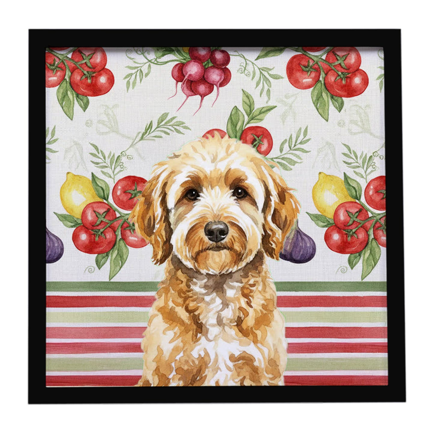 Buy this Goldendoodle Vegetables Framed Metal Print