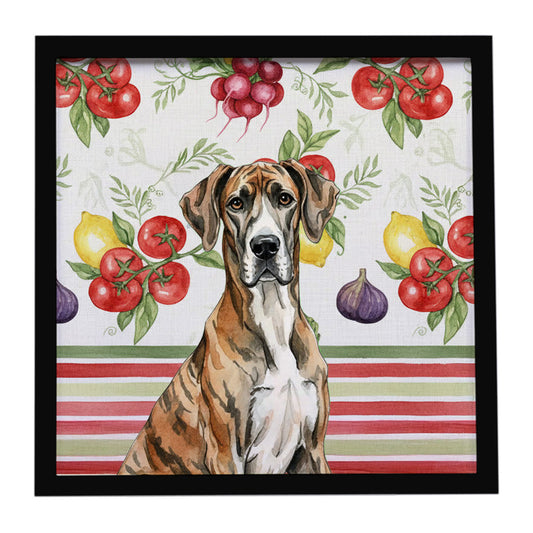 Buy this Brindle Great Dane Vegetables Framed Metal Print