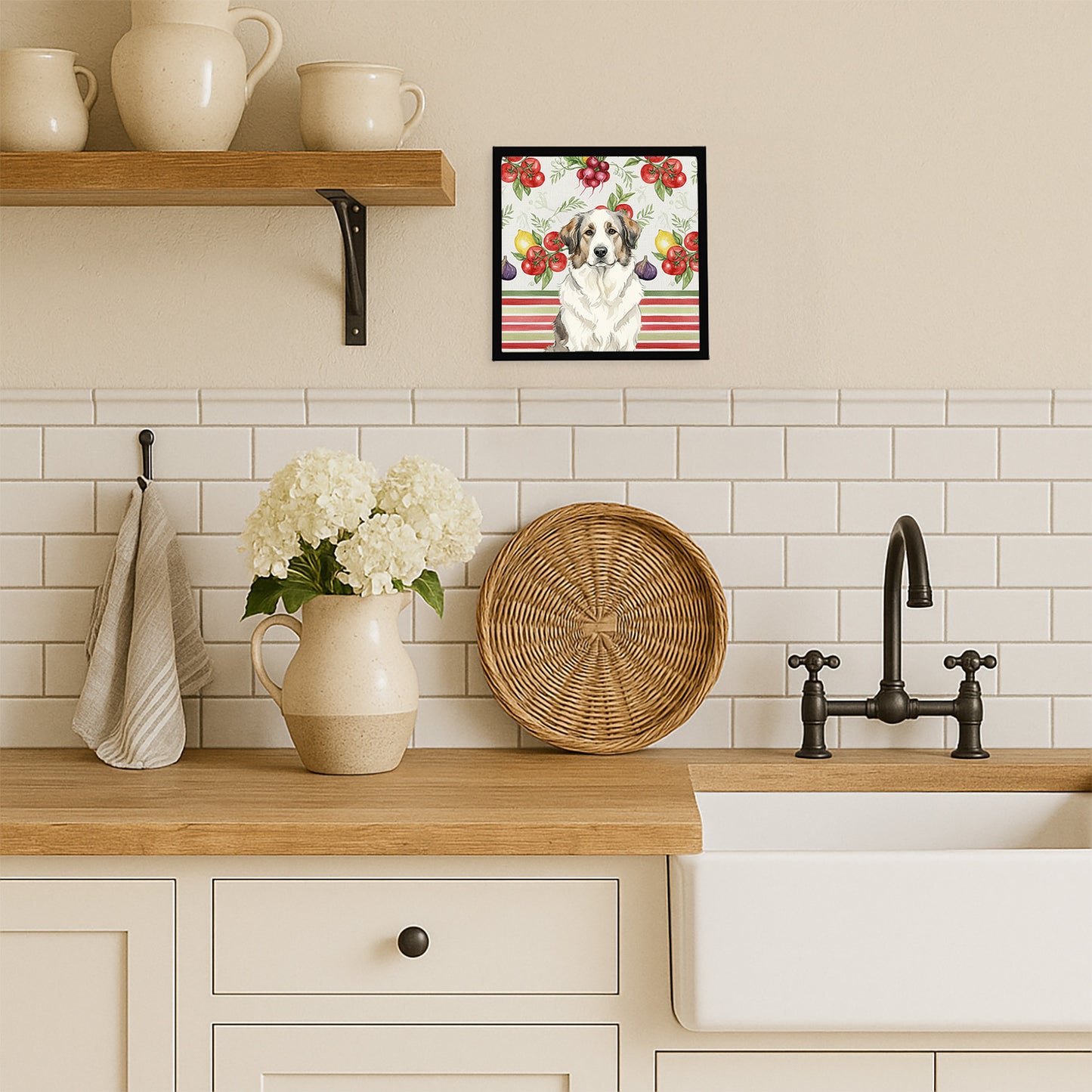 Badger Great Pyrenees Vegetables Framed Metal Print