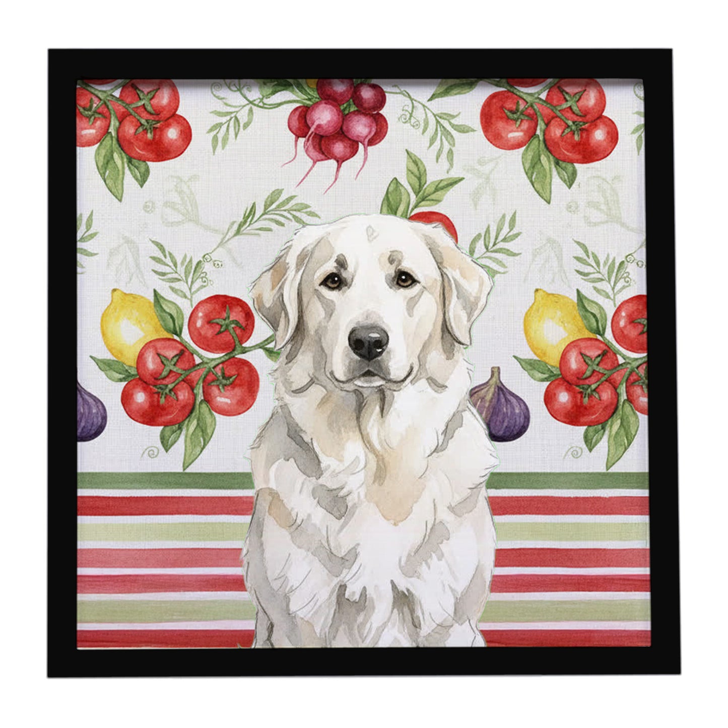 Buy this White Great Pyrenees Vegetables Framed Metal Print