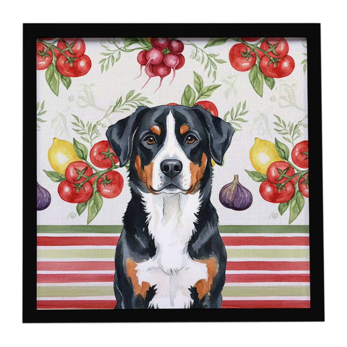 Buy this Greater Swiss Mountain Dog Vegetables Framed Metal Print