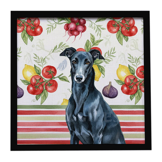 Buy this Black Greyhound Vegetables Framed Metal Print