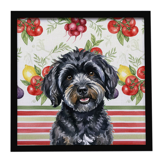 Buy this Black Havanese Vegetables Framed Metal Print