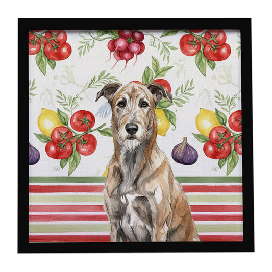 Buy this Brindle Irish Wolfhound Vegetables Framed Metal Print