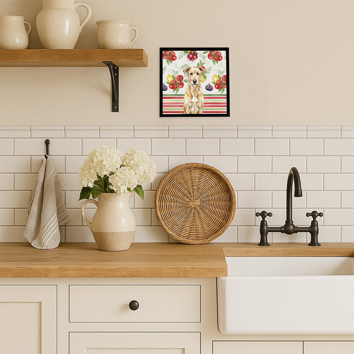 Wheaten Irish Wolfhound Vegetables Framed Metal Print