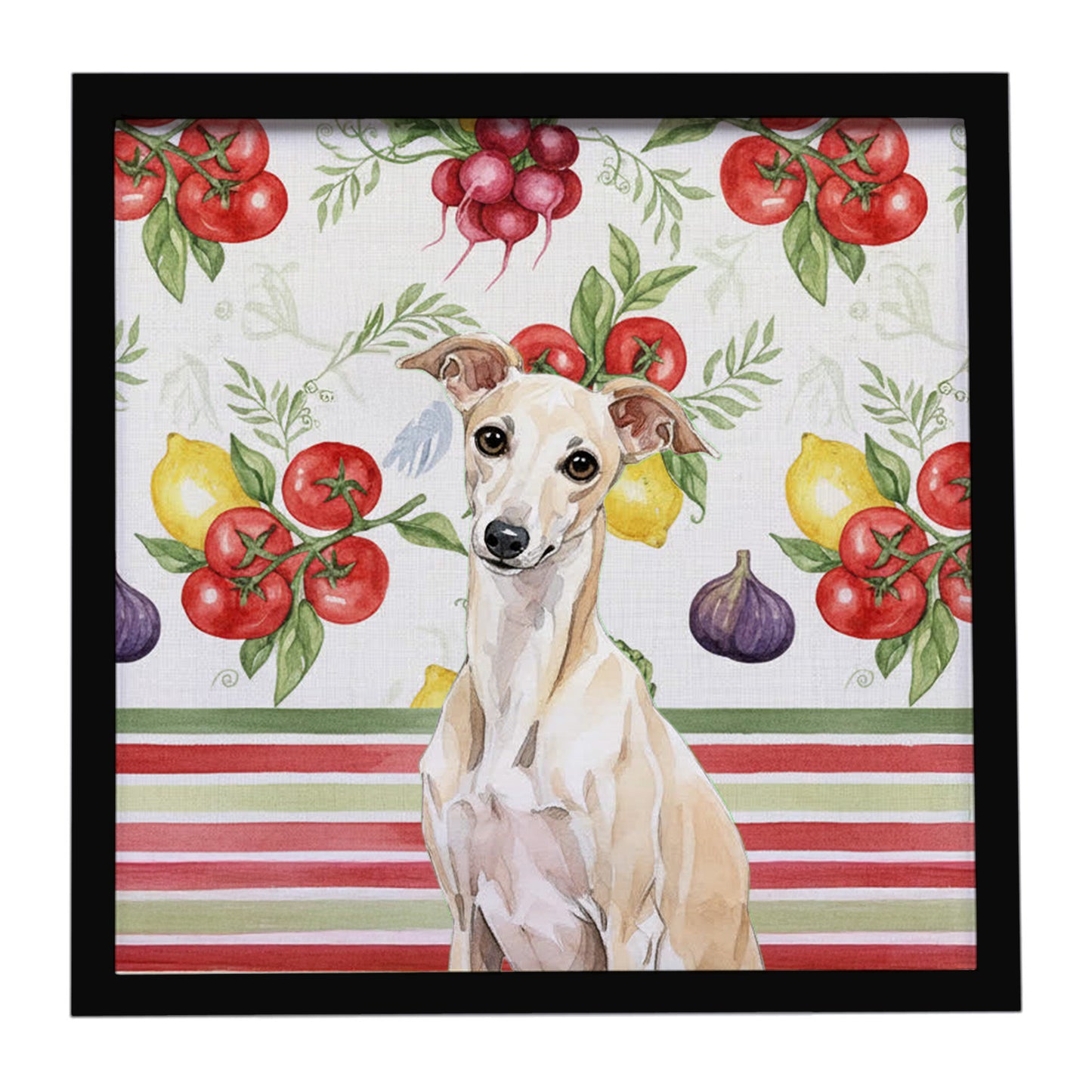 Buy this Cream Italian Greyhound Vegetables Framed Metal Print