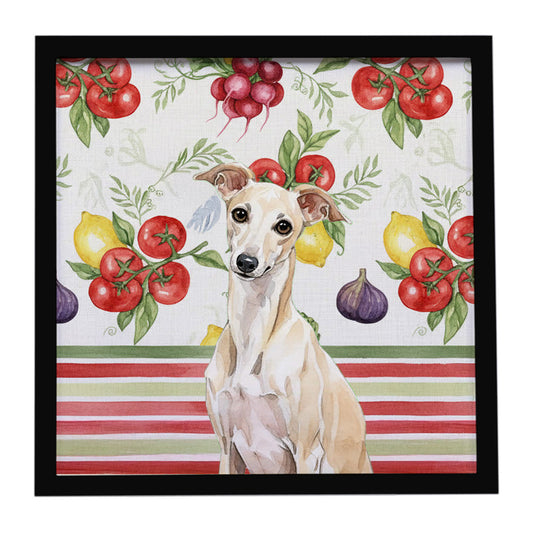 Buy this Cream Italian Greyhound Vegetables Framed Metal Print