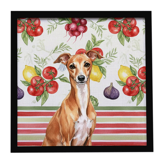 Buy this Red Italian Greyhound Vegetables Framed Metal Print