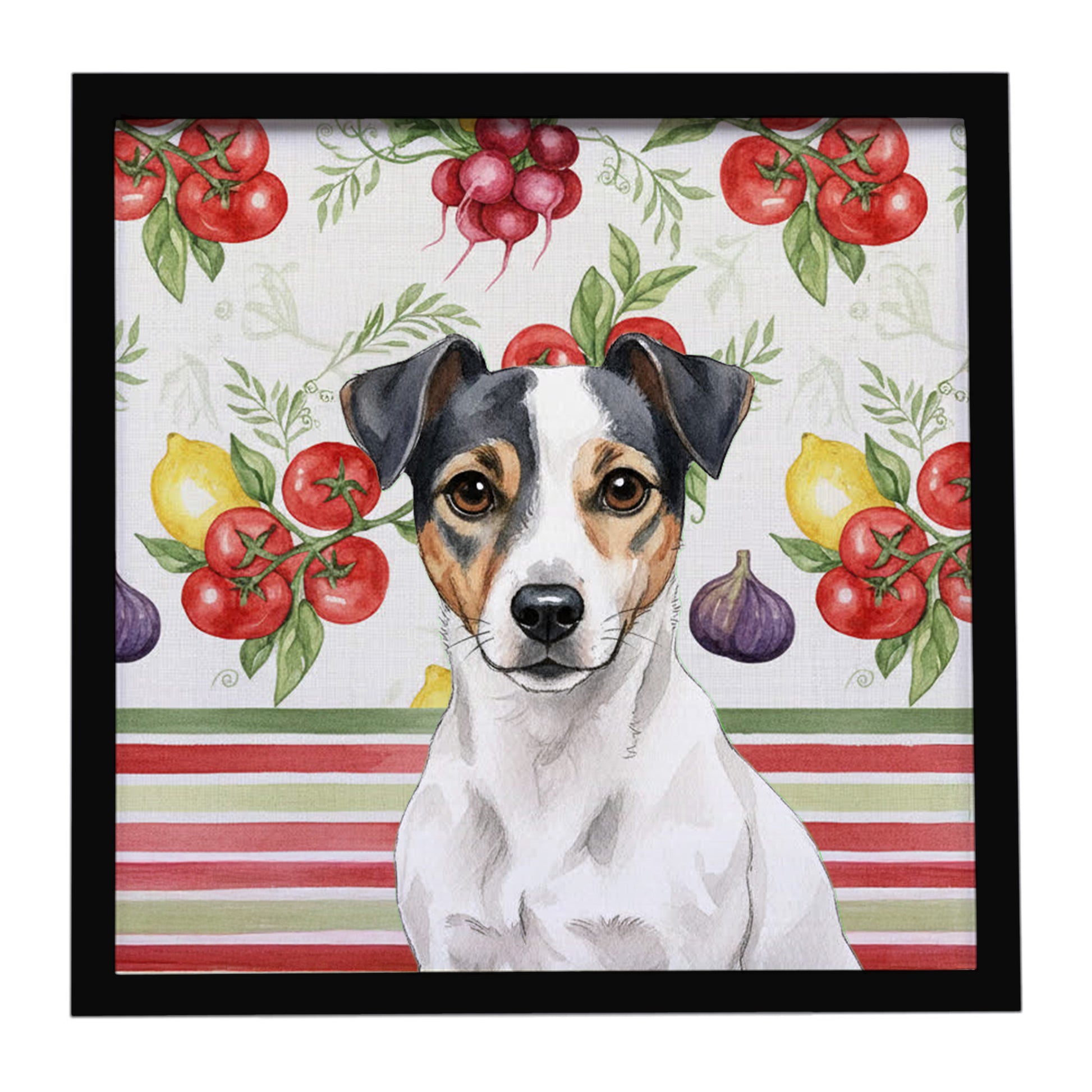Buy this White and Black Jack Russell Terrier Vegetables Framed Metal Print