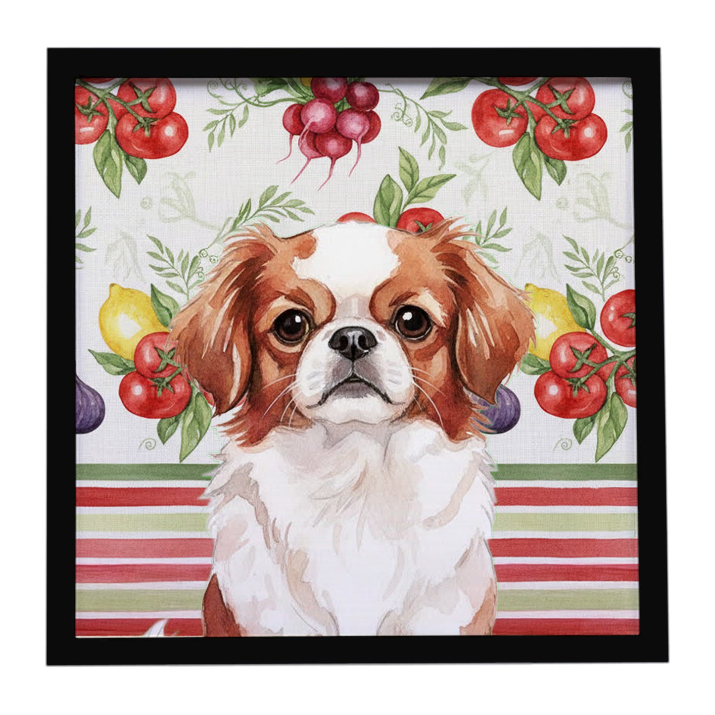 Buy this Red and White Japanese Chin Vegetables Framed Metal Print
