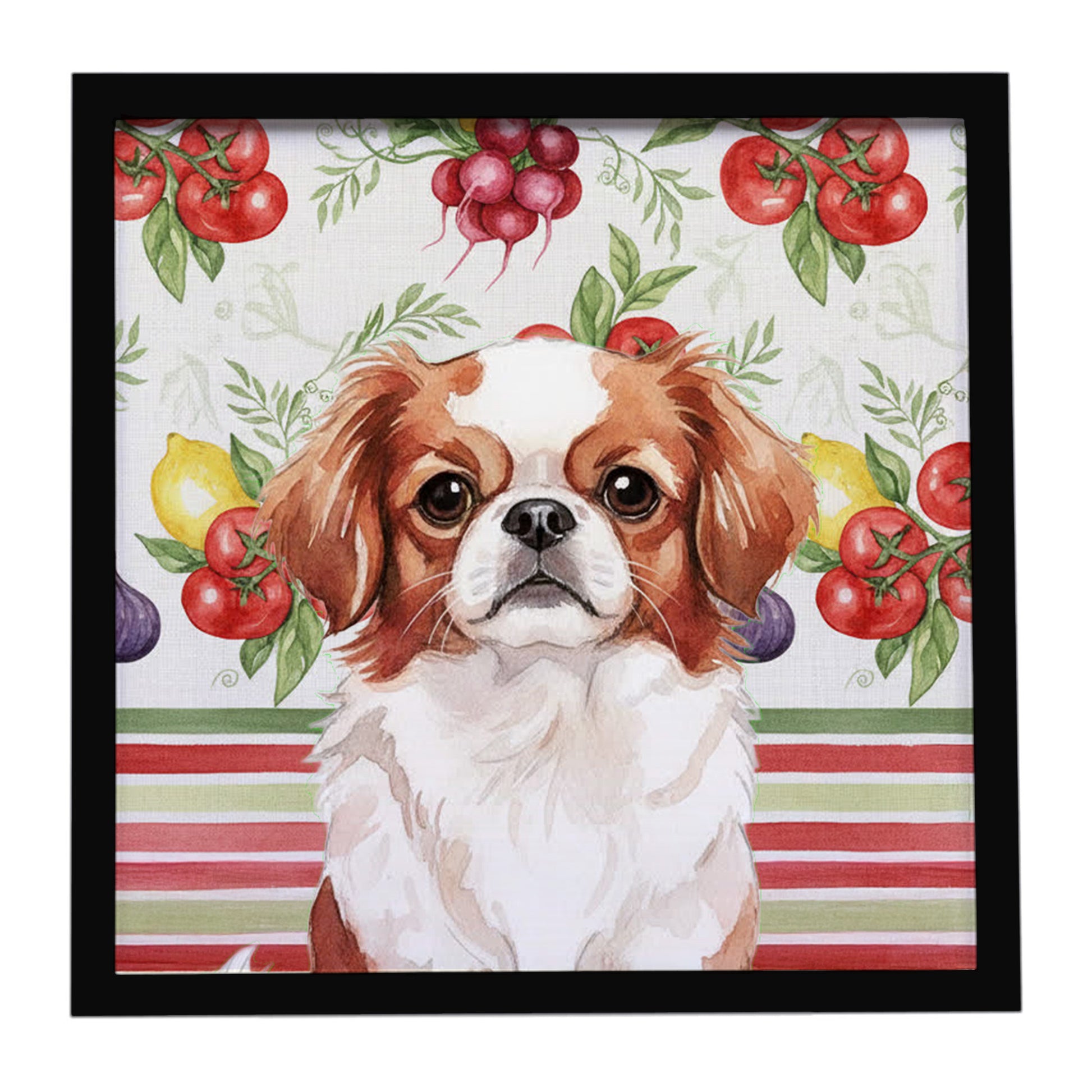 Buy this Red and White Japanese Chin Vegetables Framed Metal Print