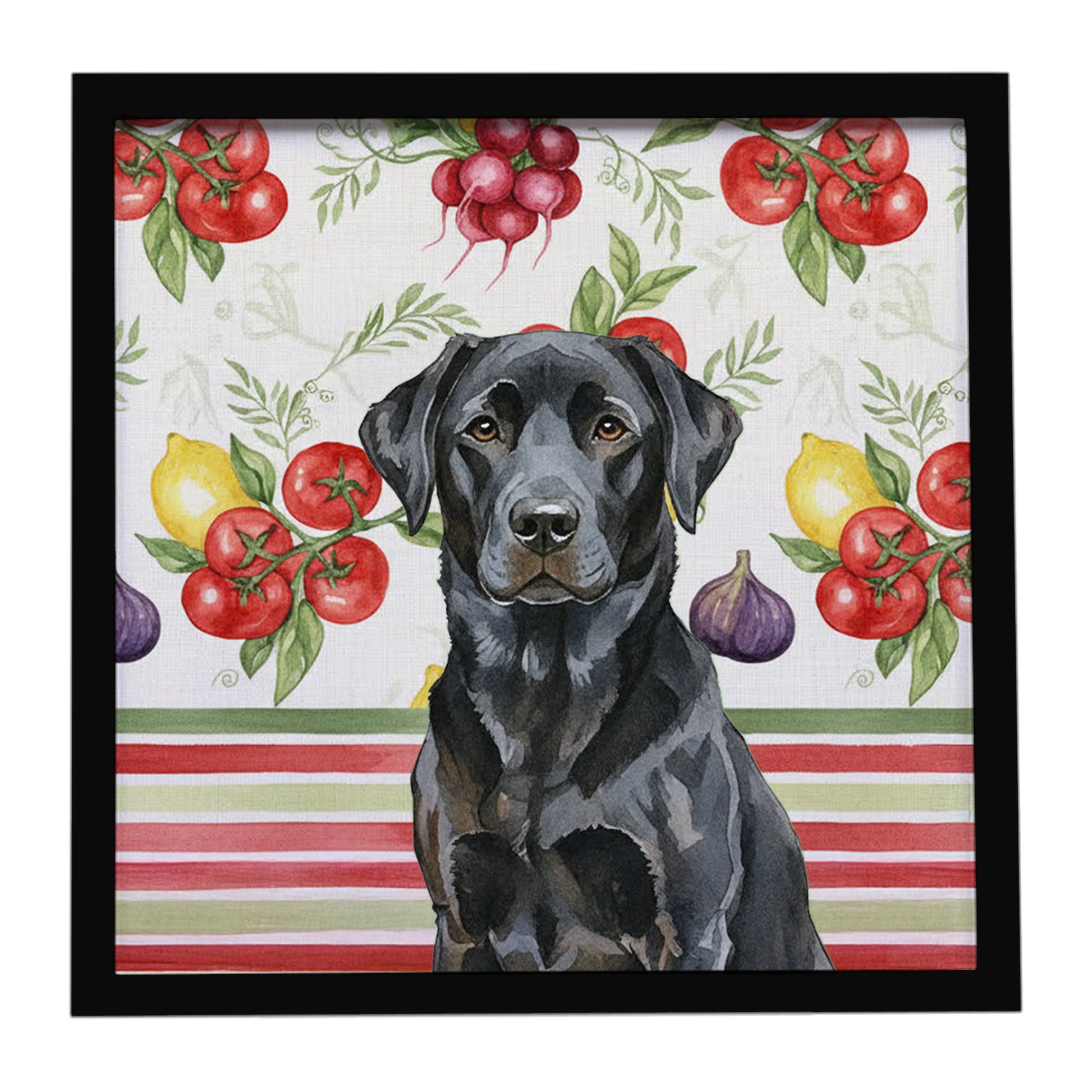 Buy this Black Labrador Retriever Vegetables Framed Metal Print