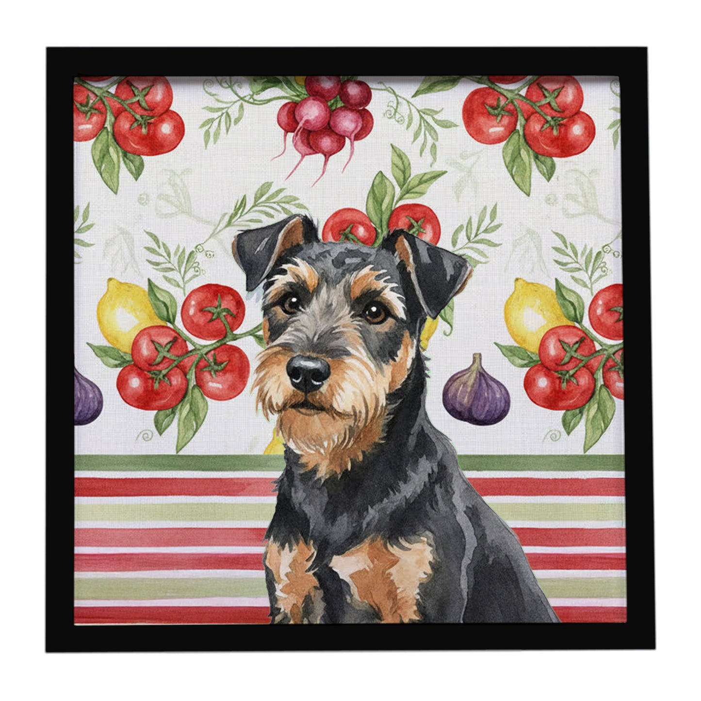 Buy this Black and Tan Lakeland Terrier Vegetables Framed Metal Print
