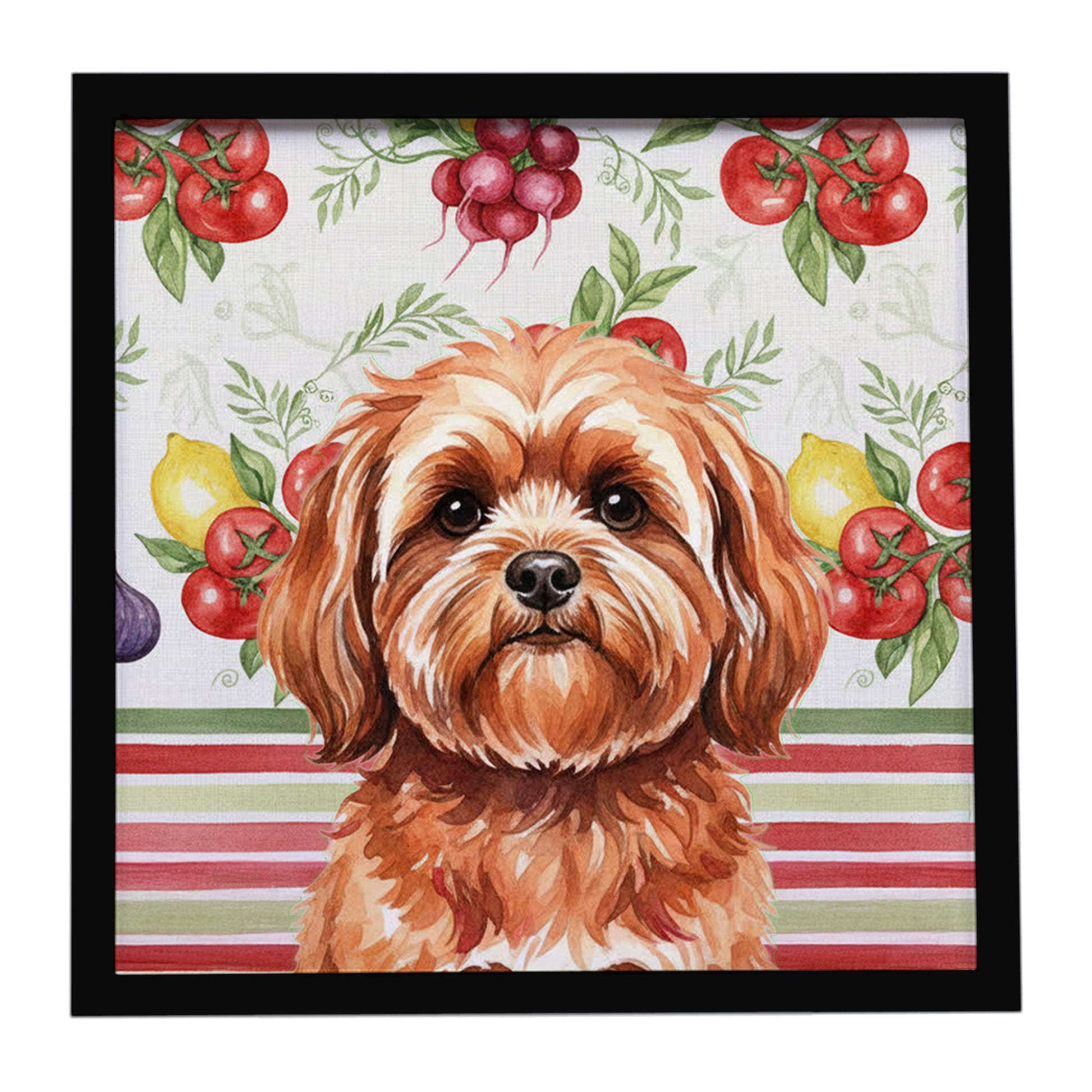 Buy this Red Lhasa Apso Vegetables Framed Metal Print