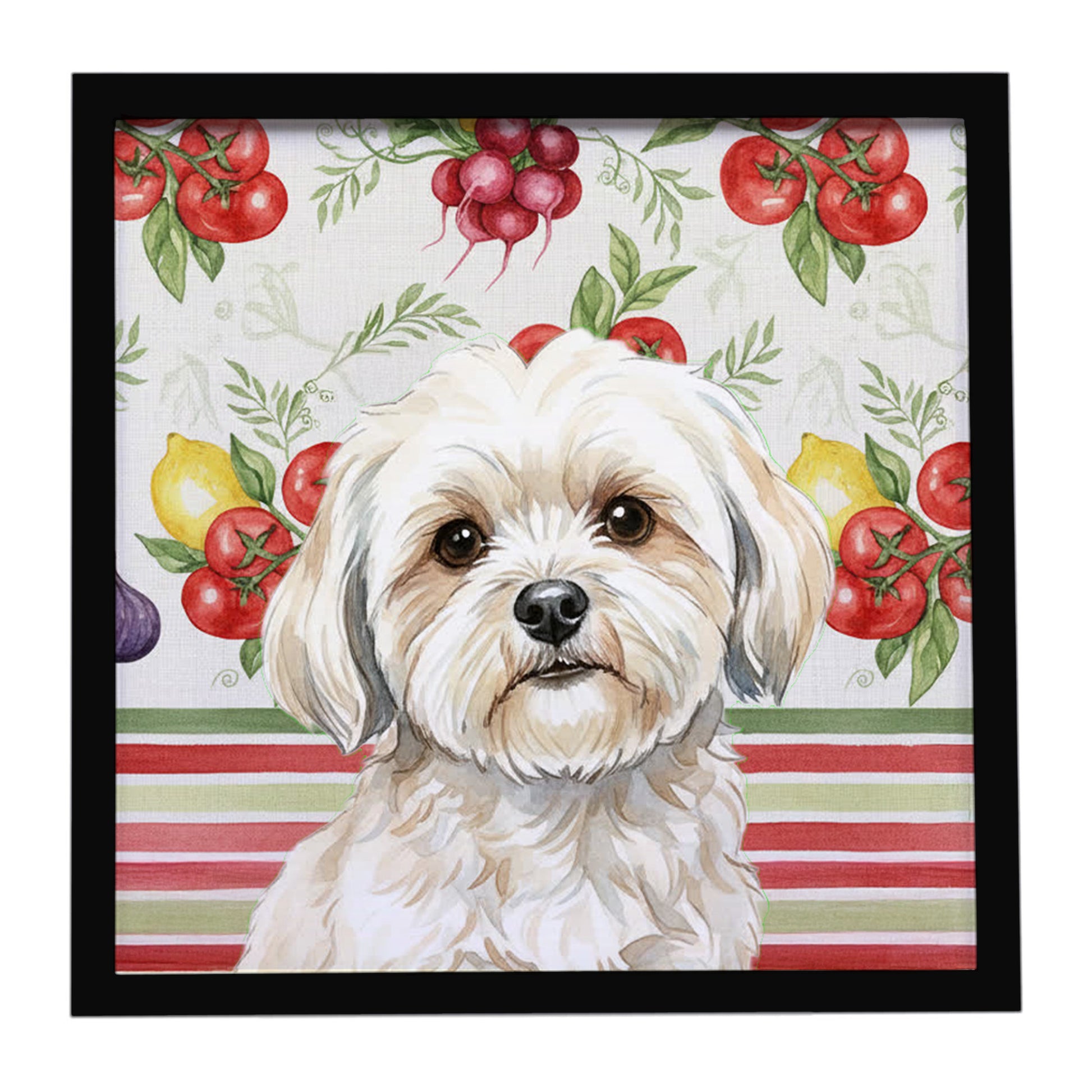 Buy this White Lhasa Apso Vegetables Framed Metal Print