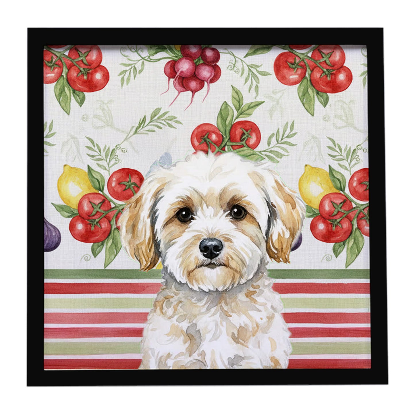 Buy this Maltipoo Vegetables Framed Metal Print