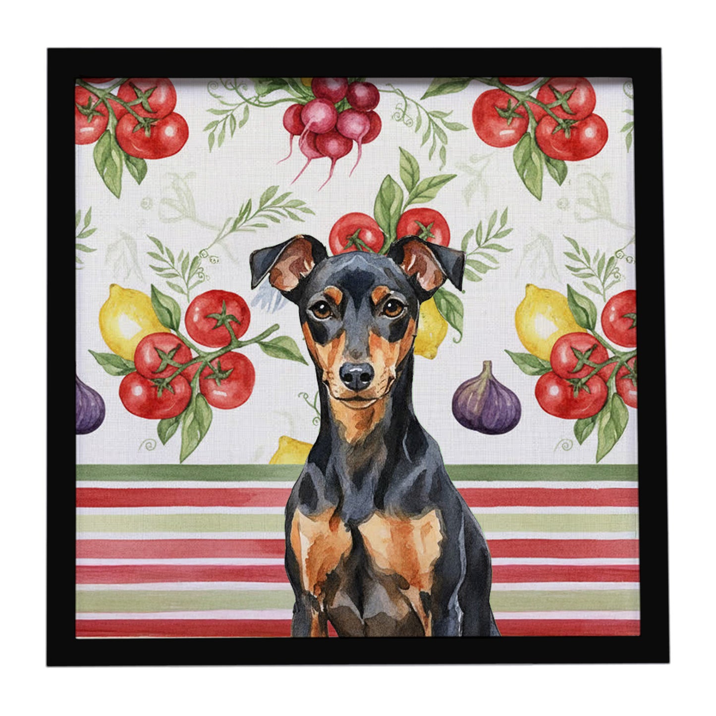 Buy this Manchester Terrier Vegetables Framed Metal Print