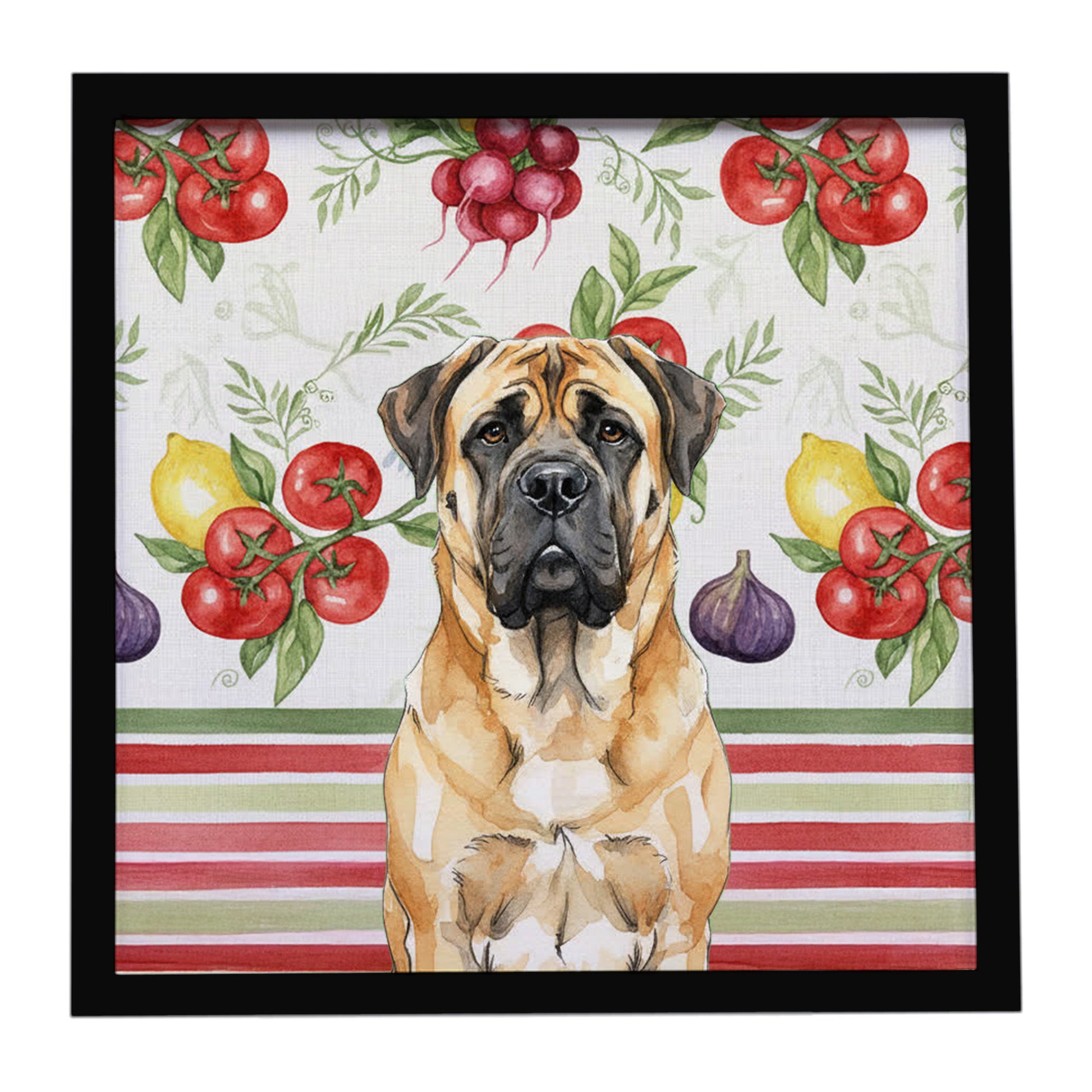 Buy this Fawn Mastiff Vegetables Framed Metal Print