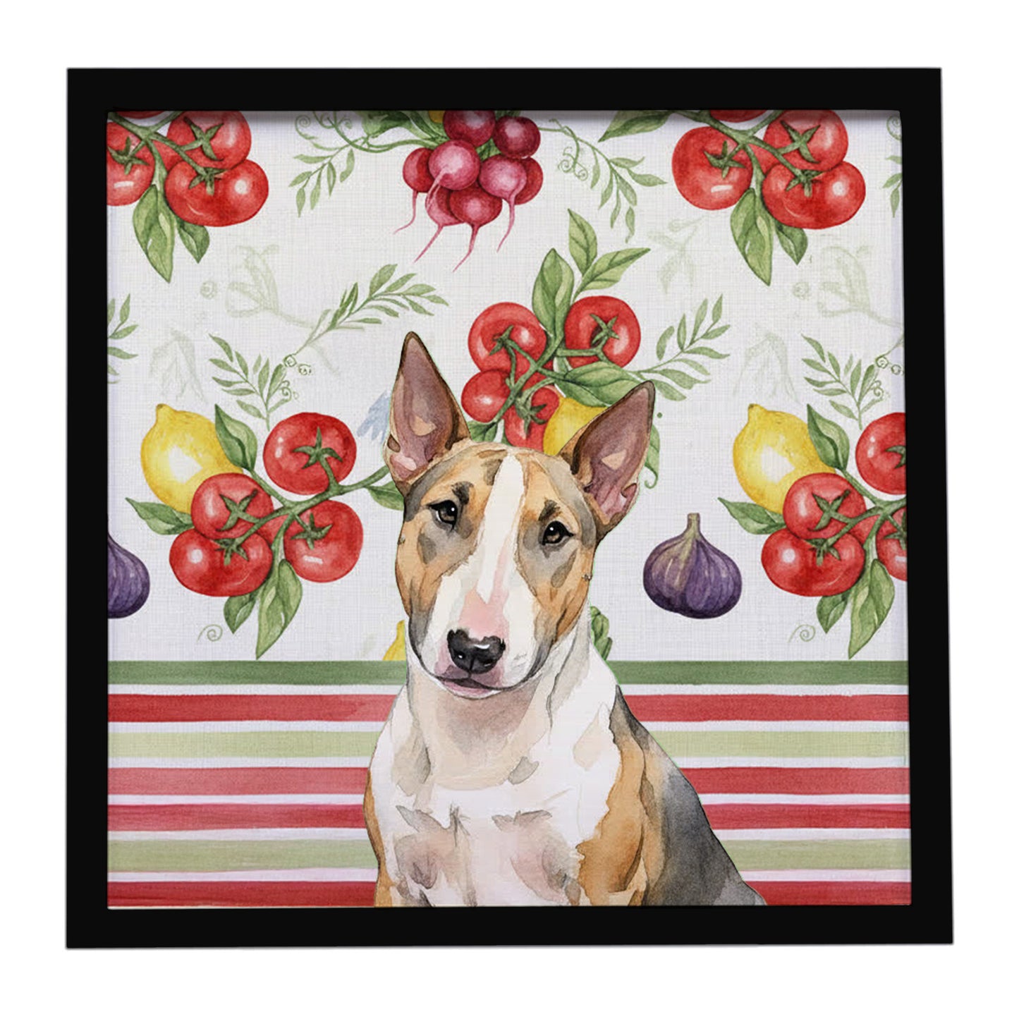 Buy this Tricolor Miniature Bull Terrier Vegetables Framed Metal Print