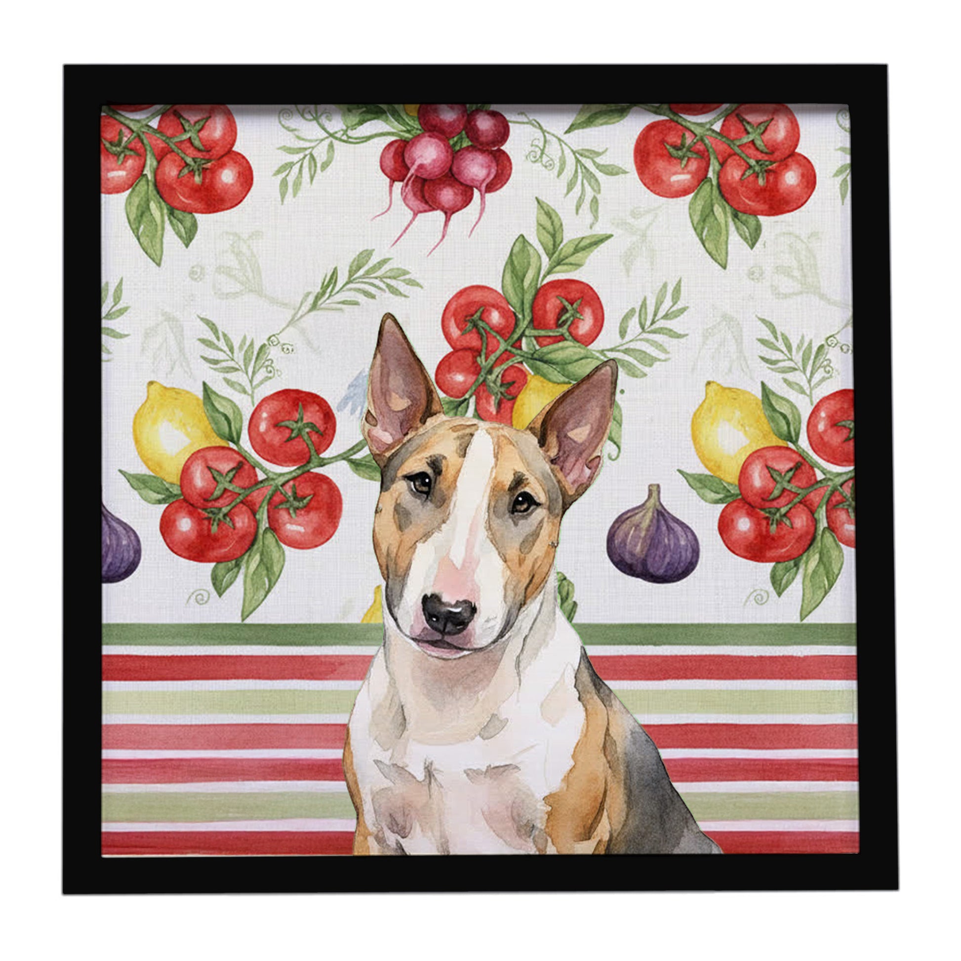Buy this Tricolor Miniature Bull Terrier Vegetables Framed Metal Print
