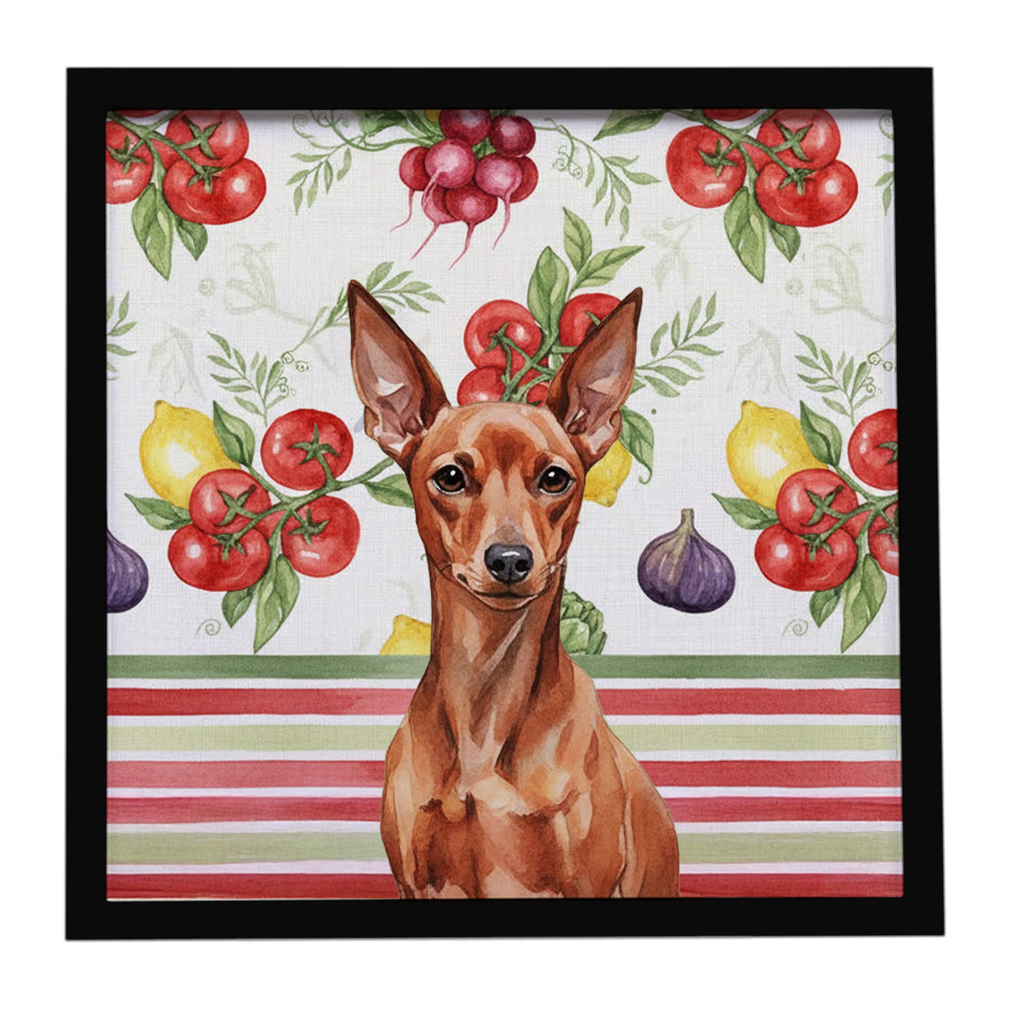 Buy this Red Miniature Pinscher Min Pin Vegetables Framed Metal Print
