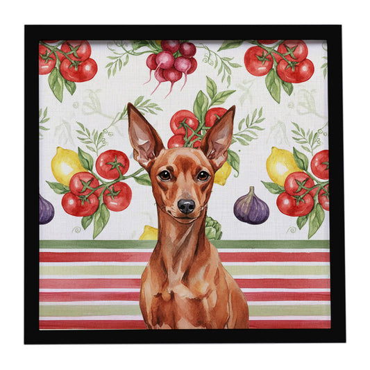 Buy this Red Miniature Pinscher Min Pin Vegetables Framed Metal Print