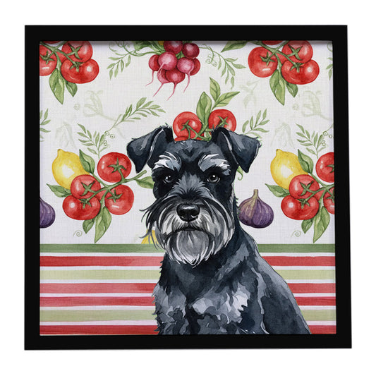 Buy this Black Miniature Schnauzer Vegetables Framed Metal Print