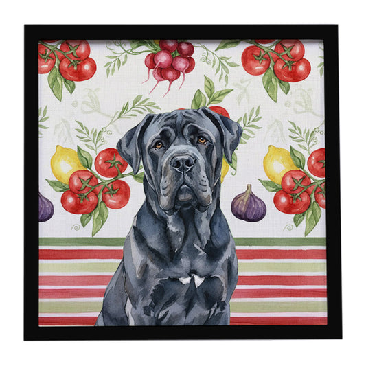Buy this Black Neapolitan Mastiff Vegetables Framed Metal Print