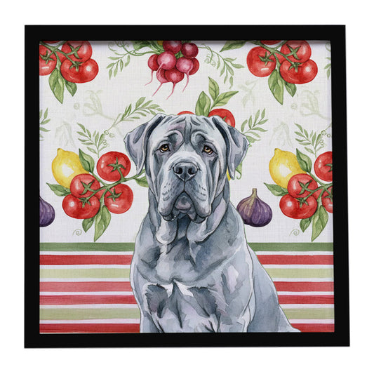 Buy this Blue Neapolitan Mastiff Vegetables Framed Metal Print
