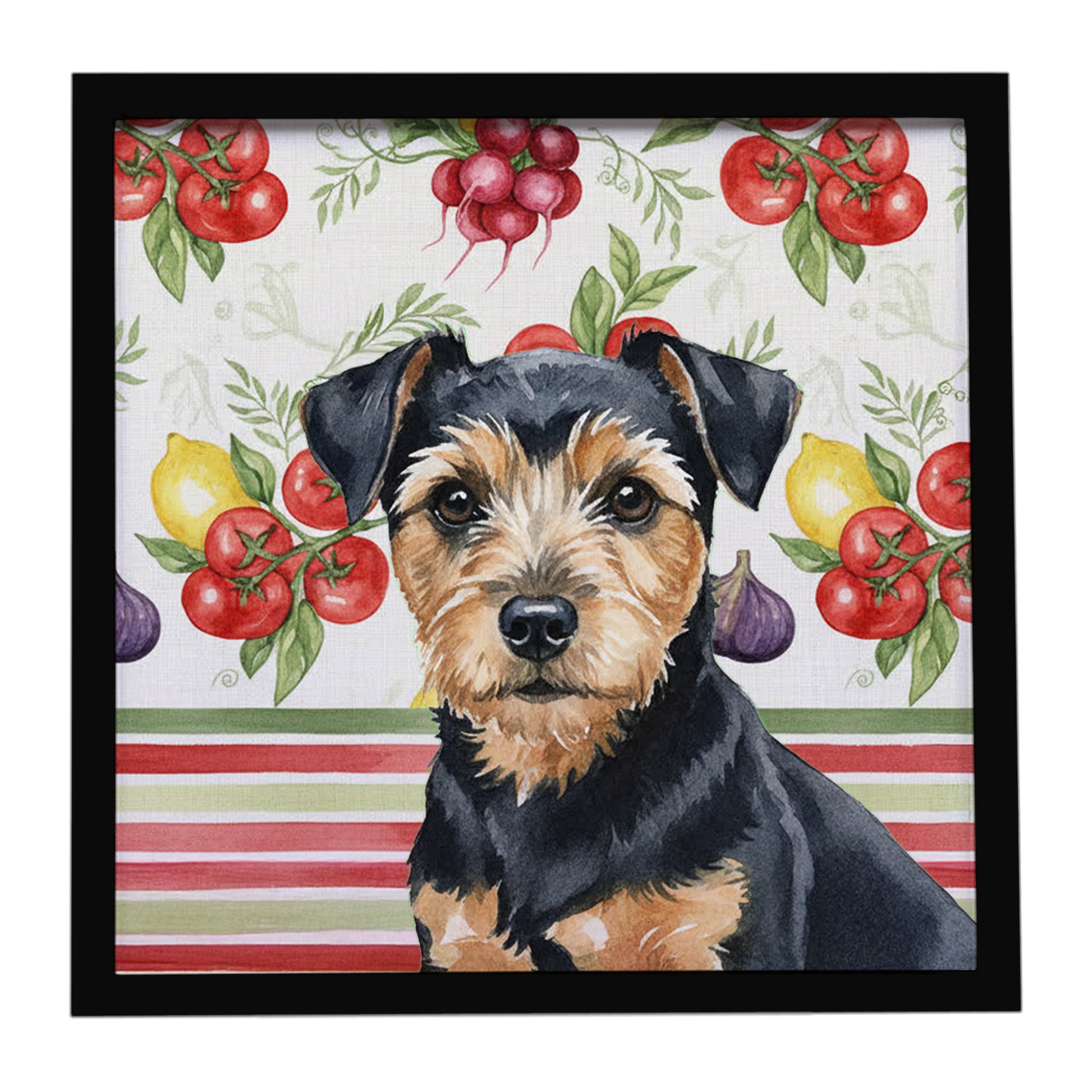 Buy this Black and Tan Norfolk Terrier Vegetables Framed Metal Print