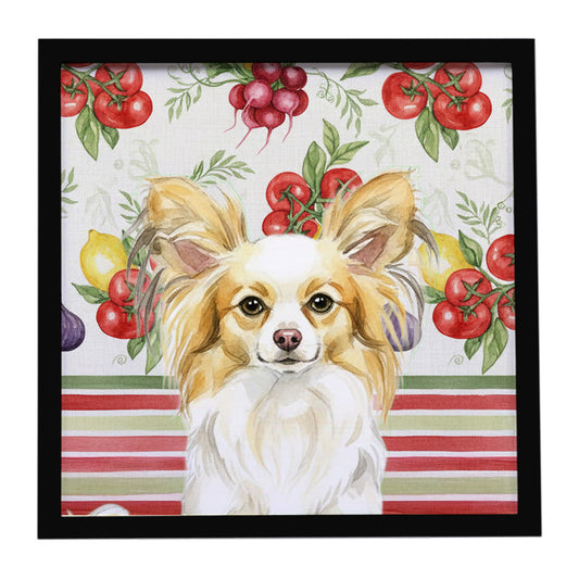 Buy this Lemon and White Papillon Vegetables Framed Metal Print