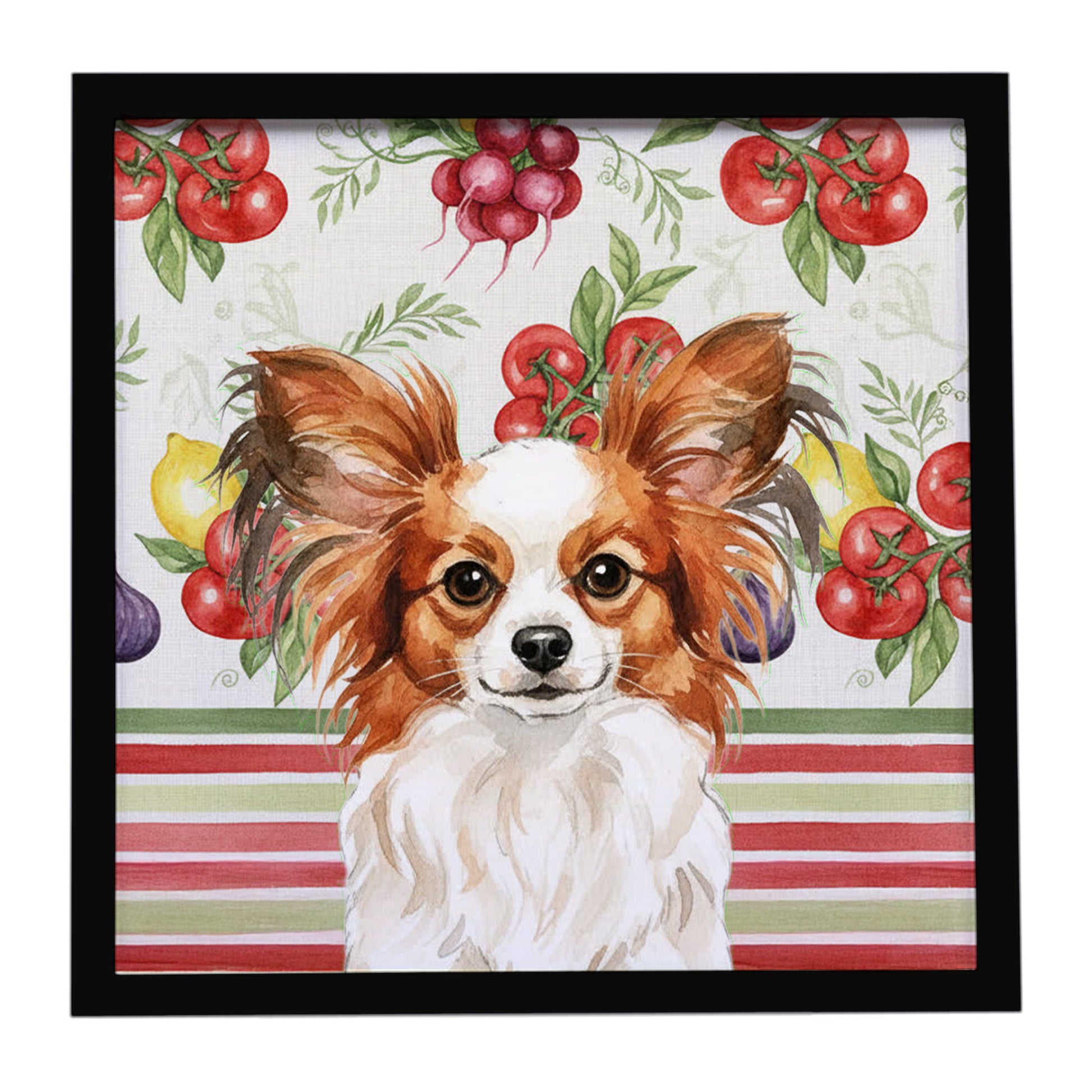 Buy this White with Red Papillon Vegetables Framed Metal Print