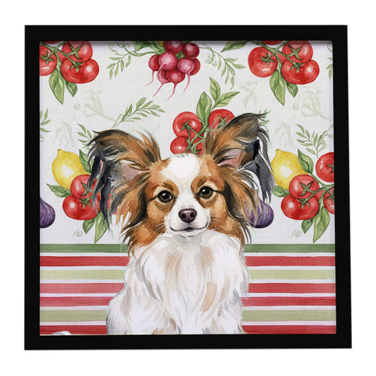 Buy this White with Sable Papillon Vegetables Framed Metal Print