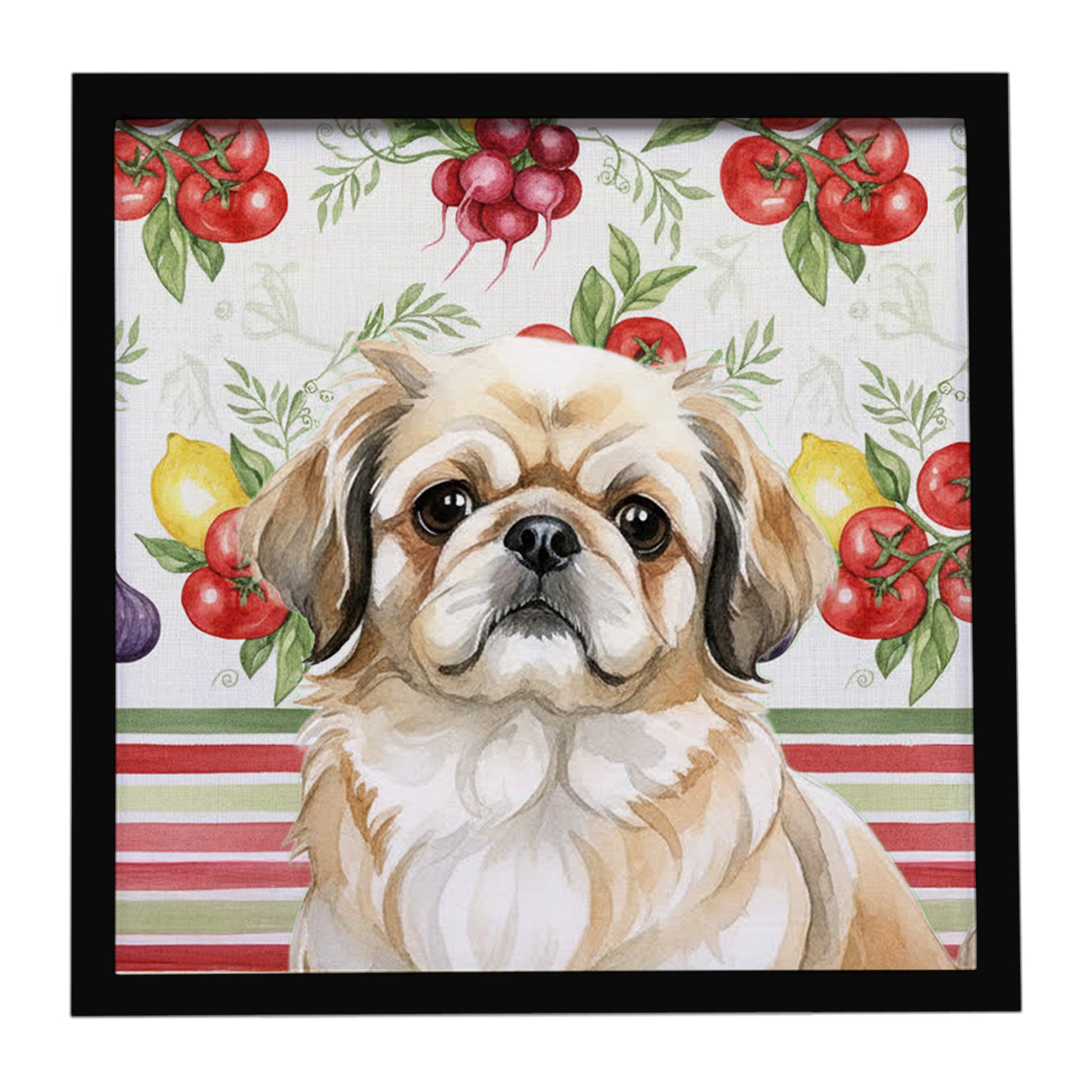 Buy this Fawn Pekingese Vegetables Framed Metal Print