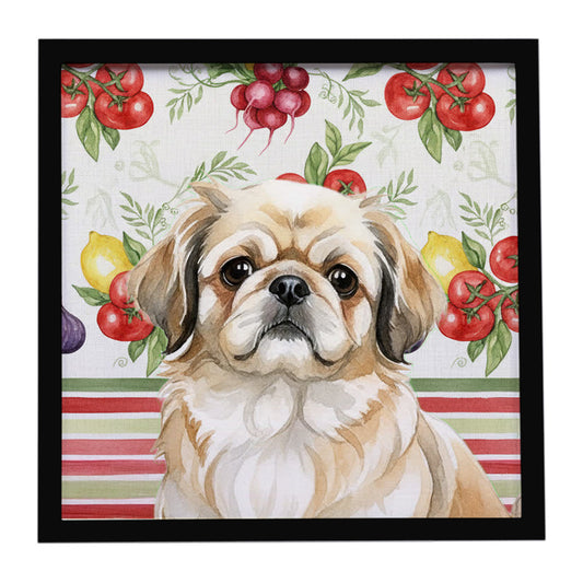 Buy this Fawn Pekingese Vegetables Framed Metal Print