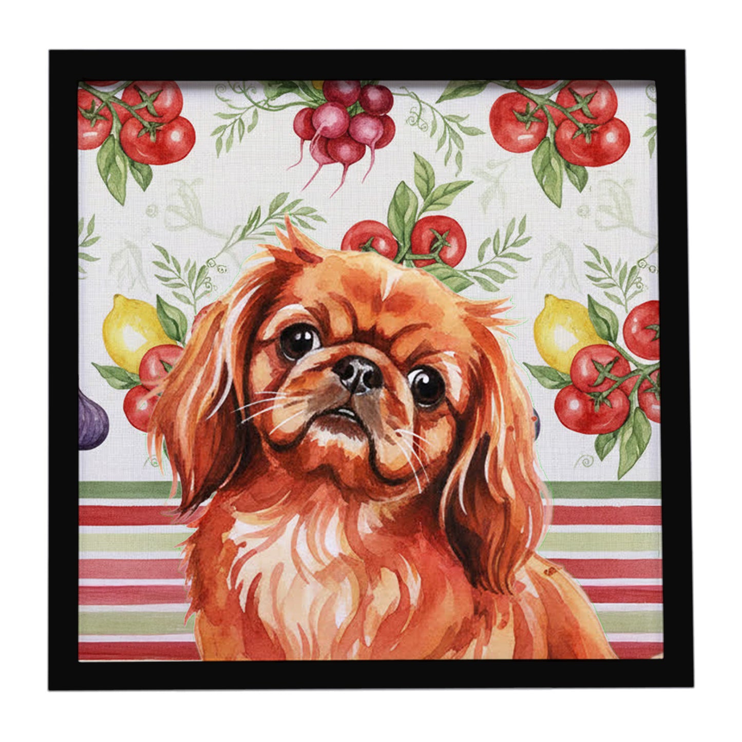 Buy this Red Pekingese Vegetables Framed Metal Print