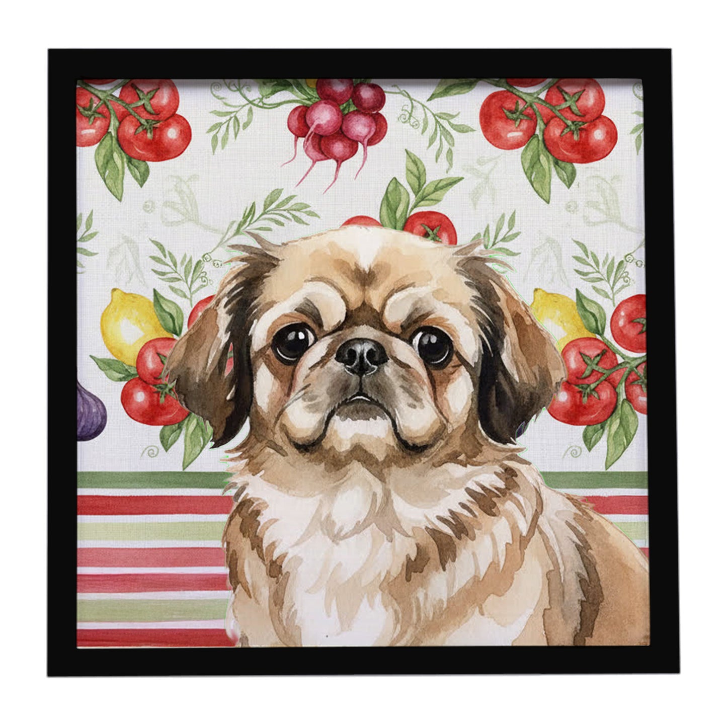 Buy this Sable Pekingese Vegetables Framed Metal Print