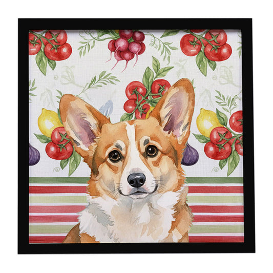 Buy this Corgi Vegetables Framed Metal Print