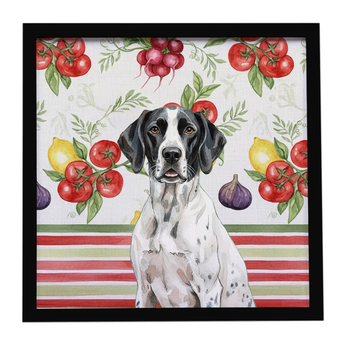 Buy this Black and White Pointer Vegetables Framed Metal Print