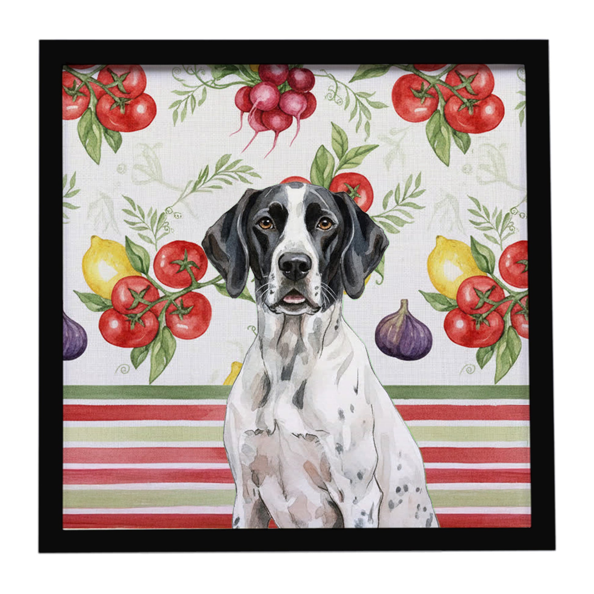 Buy this Black and White Pointer Vegetables Framed Metal Print
