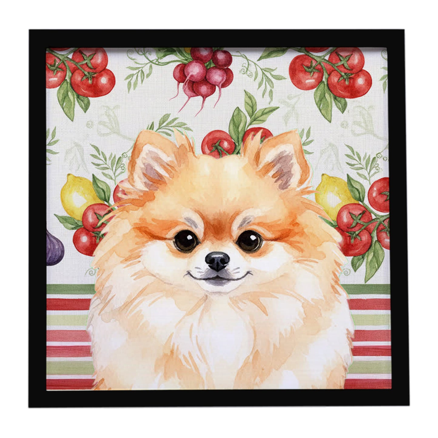 Buy this Pomeranian Vegetables Framed Metal Print